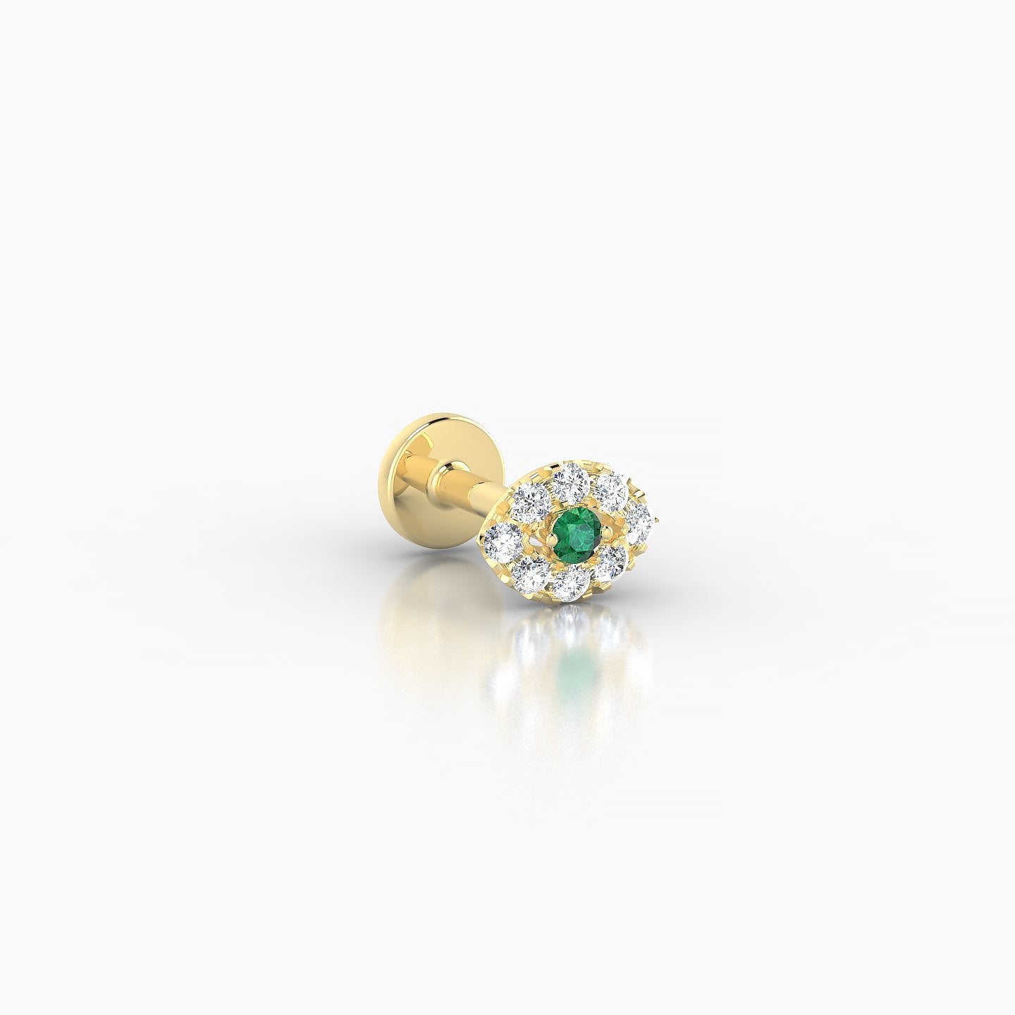 Minerva | 18k Yellow Gold 5 mm 5 mm Eye Emerald & Diamond Nostril Piercing