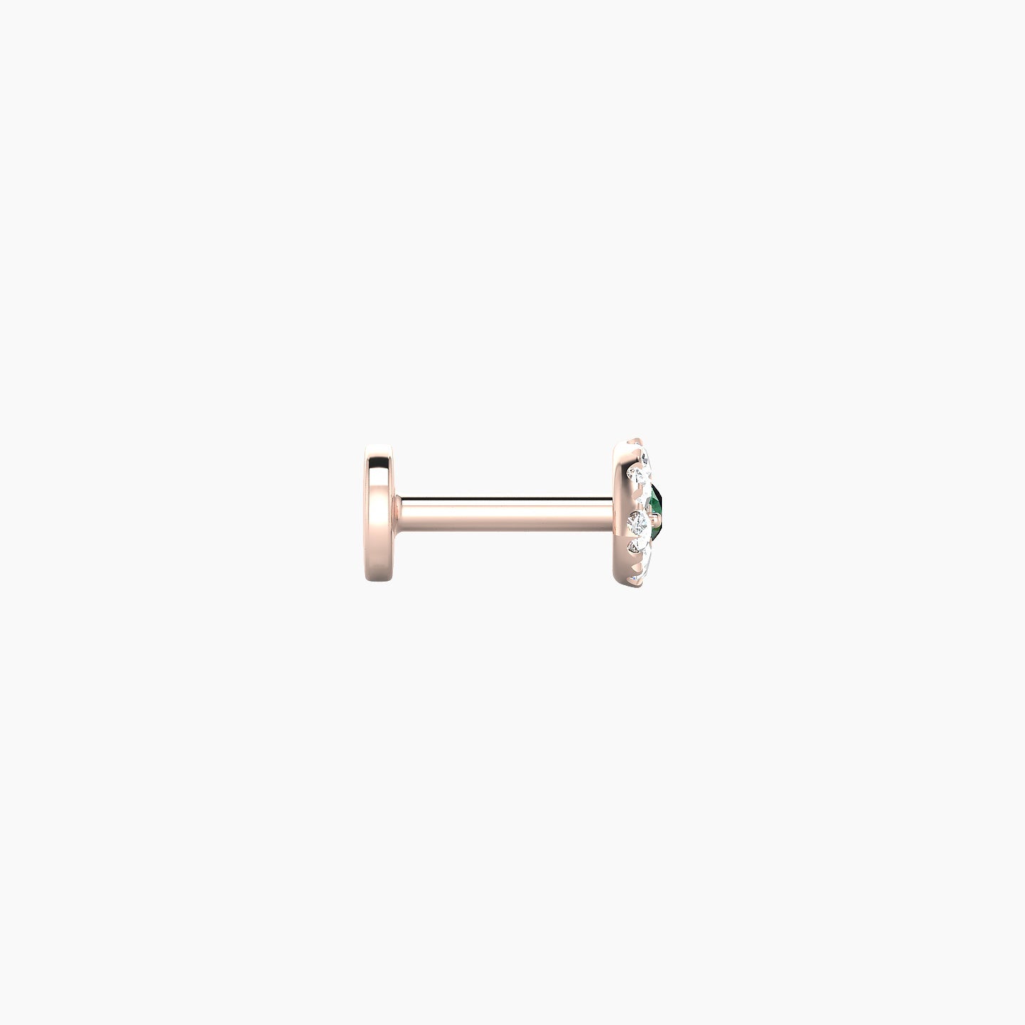 Minerva | 18k Rose Gold 5 mm 5 mm Eye Emerald & Diamond Nostril Piercing