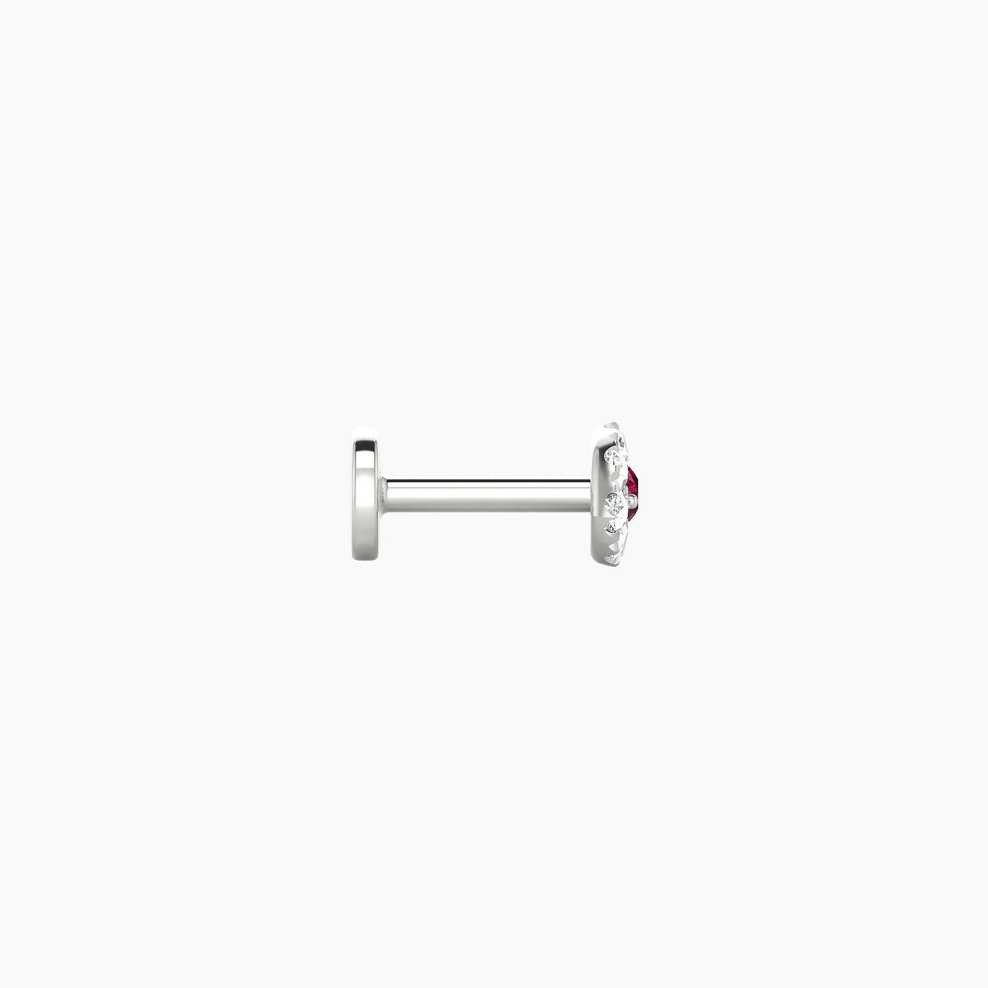 Minerva | 18k White Gold 5 mm 5 mm Eye Ruby & Diamond Nostril Piercing