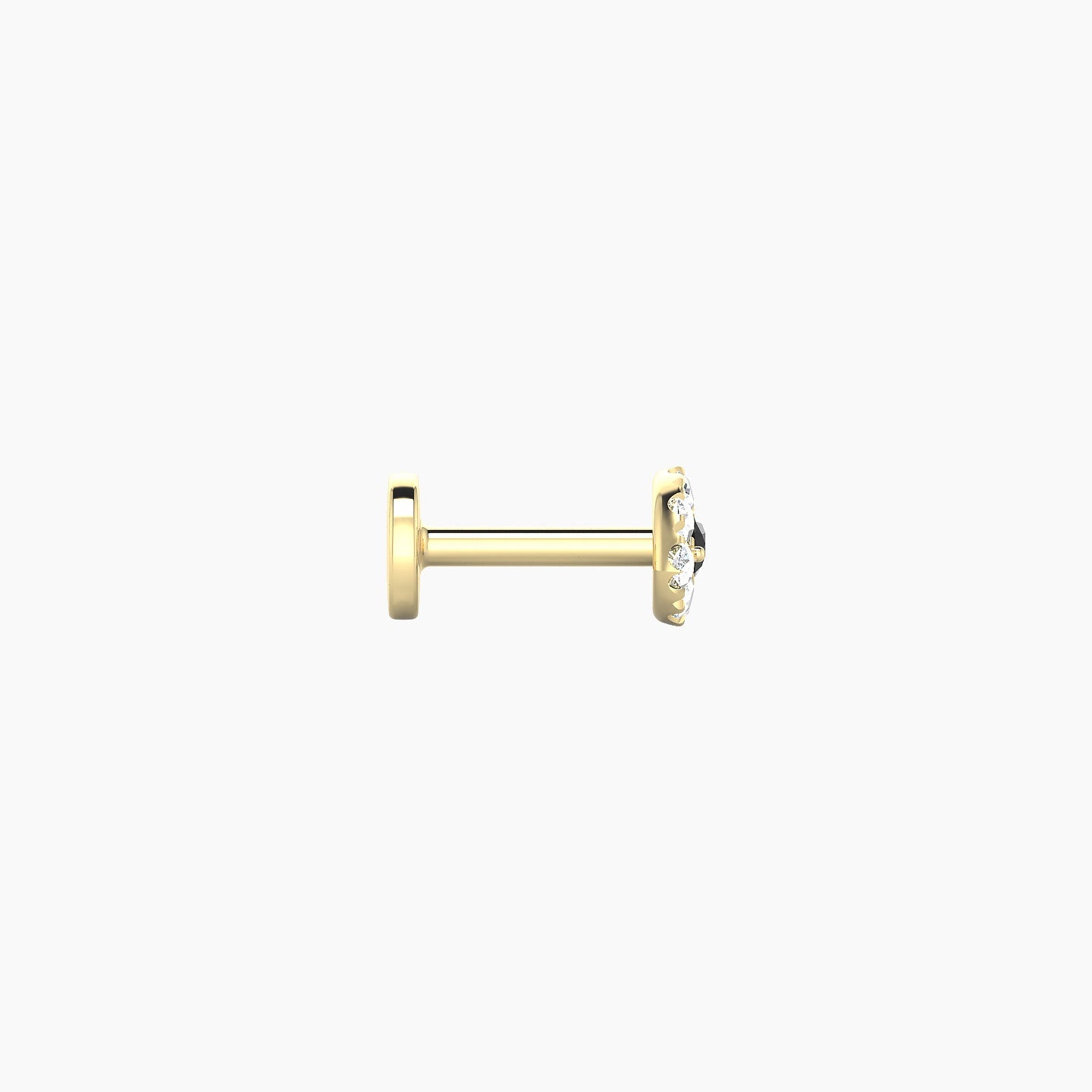 Minerva | 18k Yellow Gold 5 mm 5 mm Eye Black Diamond & Diamond Nostril Piercing