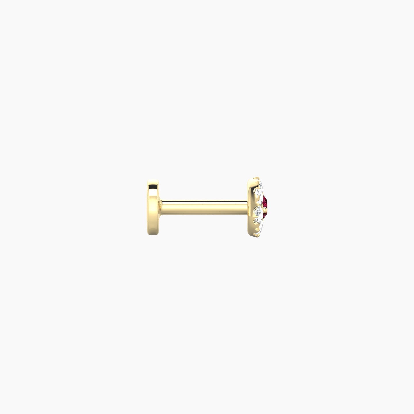 Minerva | 18k Yellow Gold 5 mm 5 mm Eye Ruby & Diamond Nostril Piercing