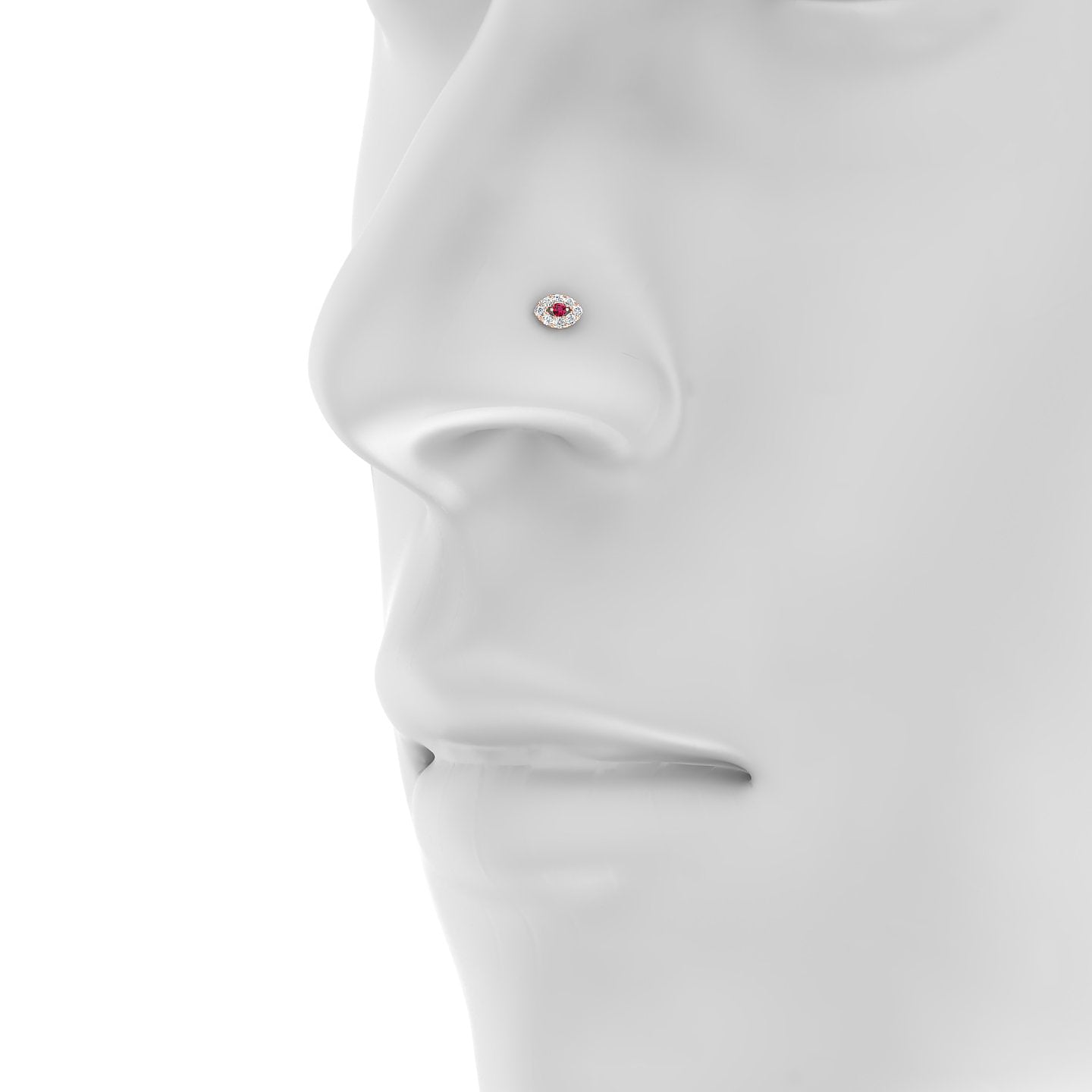 Minerva | 18k Rose Gold 5 mm 5 mm Eye Ruby & Diamond Nostril Piercing