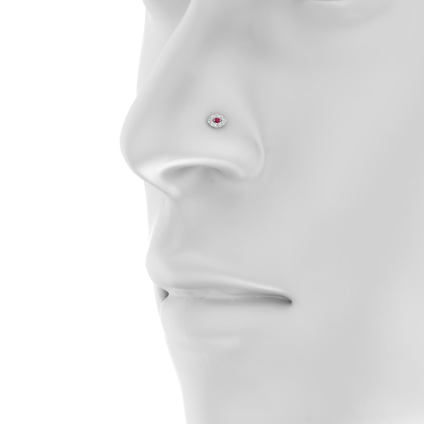 Minerva | 18k White Gold 5 mm 5 mm Eye Ruby & Diamond Nostril Piercing