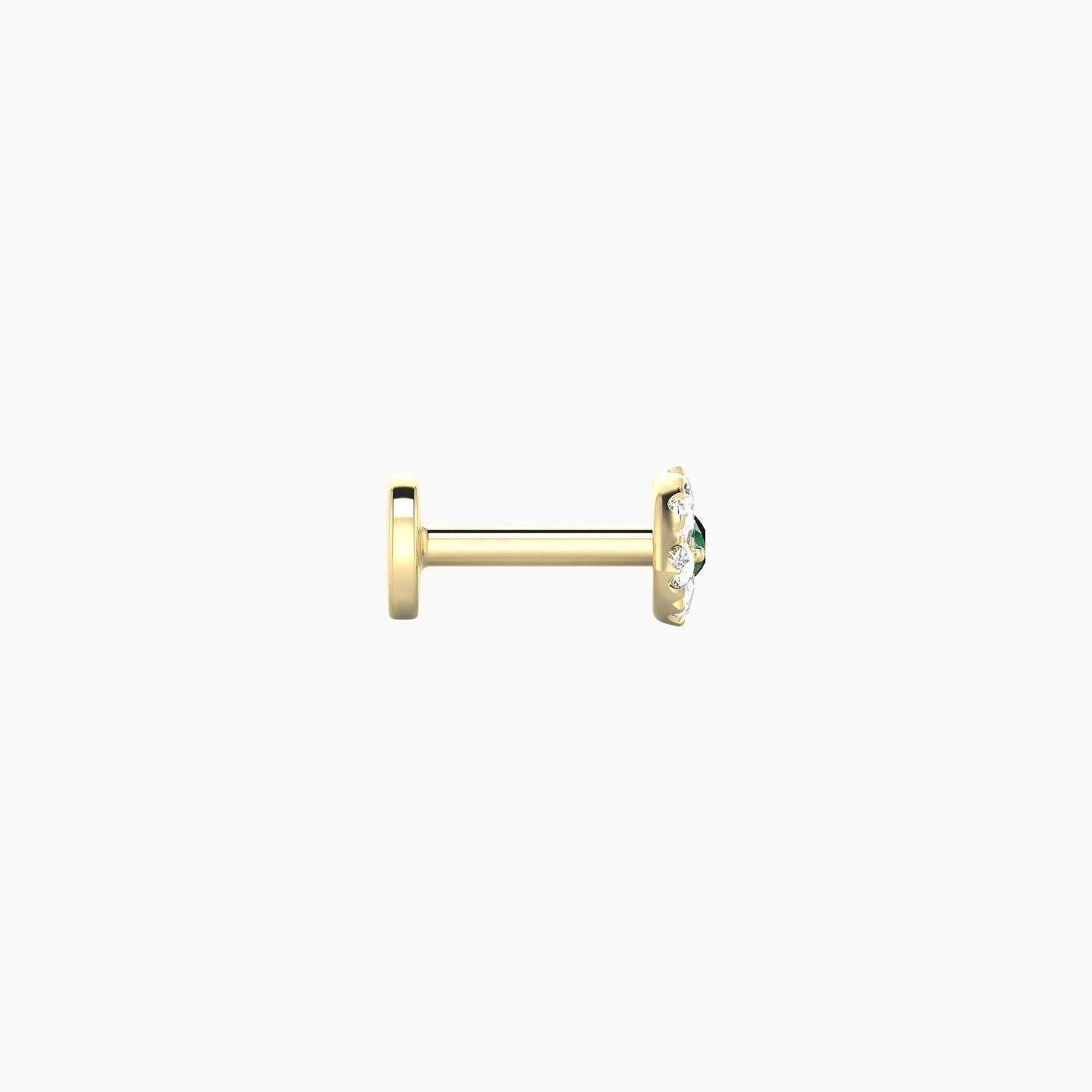 Minerva | 18k Yellow Gold 5 mm 5 mm Eye Emerald & Diamond Piercing