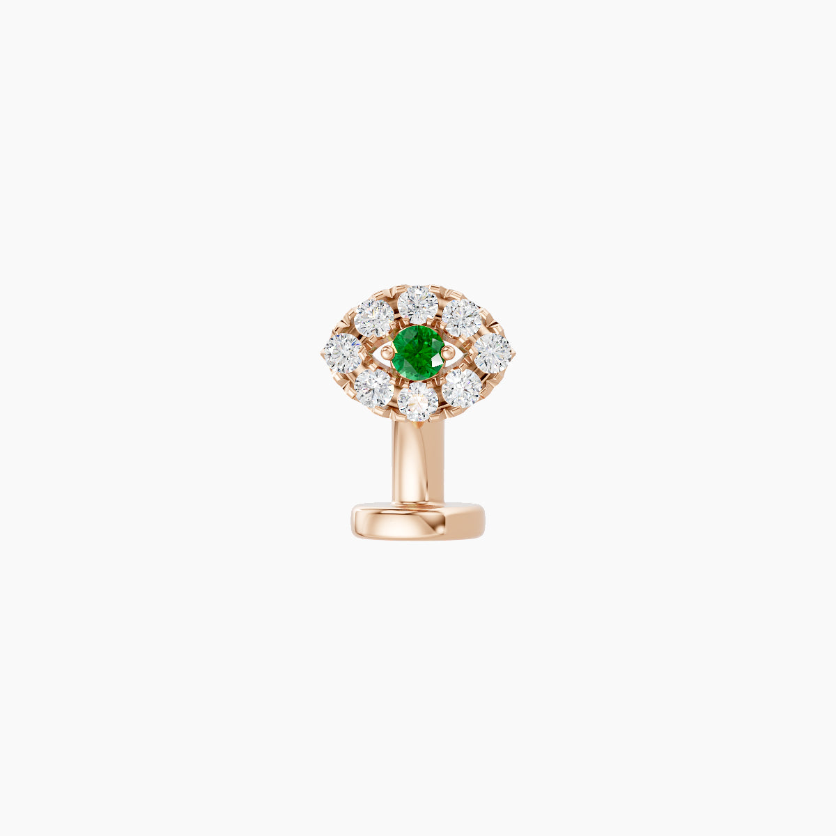Minerva | 18k Rose Gold 6 mm 5.5 mm Eye Emerald & Diamond Floating Navel Piercing