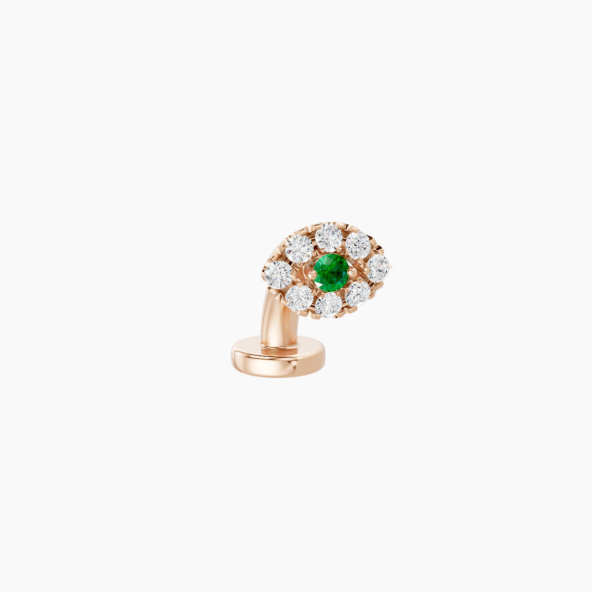 Minerva | 18k Rose Gold 6 mm 5.5 mm Eye Emerald & Diamond Floating Navel Piercing