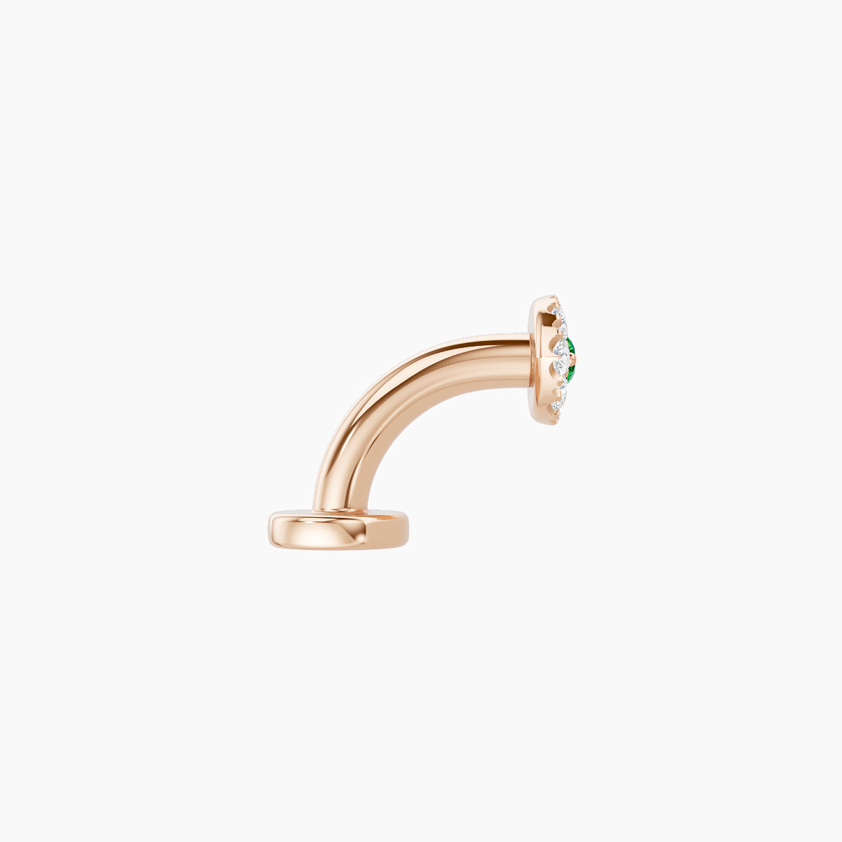 Minerva | 18k Rose Gold 6 mm 5.5 mm Eye Emerald & Diamond Floating Navel Piercing