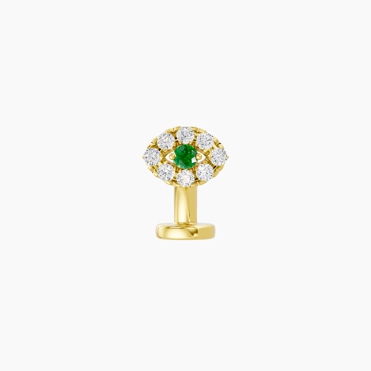 Minerva | 18k Yellow Gold 6 mm 5.5 mm Eye Emerald & Diamond Floating Navel Piercing