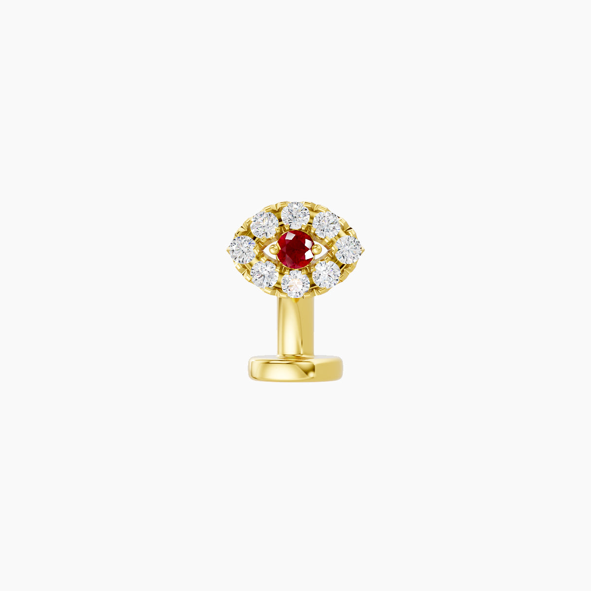 Minerva | 18k Yellow Gold 6 mm 5.5 mm Eye Ruby & Diamond Floating Navel Piercing