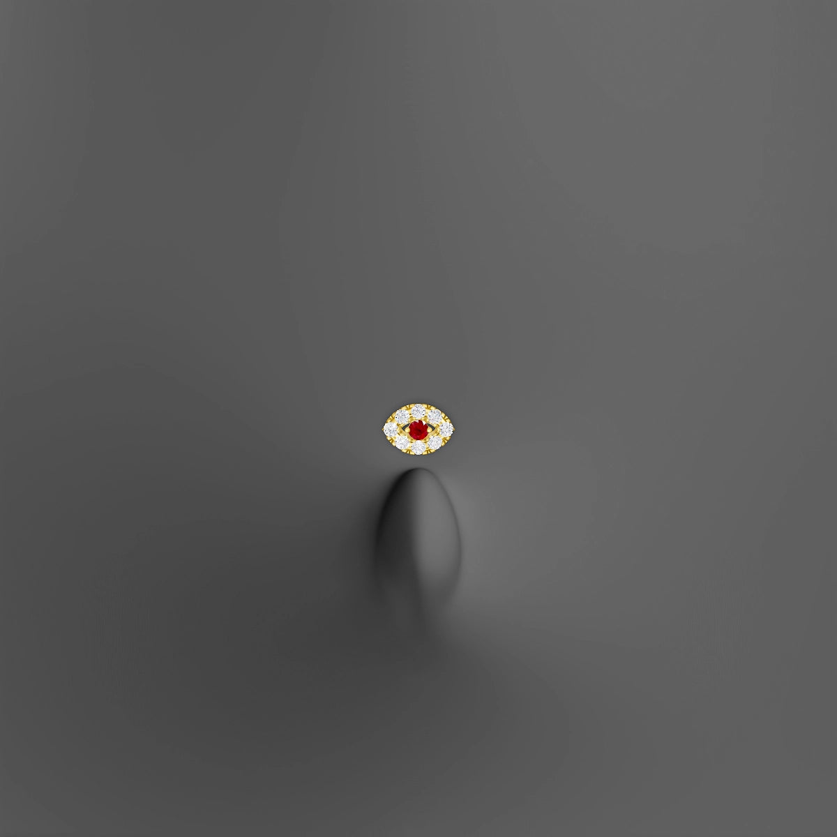 Minerva | 18k Yellow Gold 6 mm 5.5 mm Eye Ruby & Diamond Floating Navel Piercing