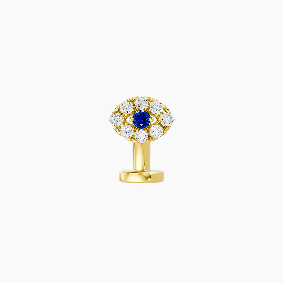 Minerva | 18k Yellow Gold 6 mm 5.5 mm Eye Sapphire & Diamond Floating Navel Piercing