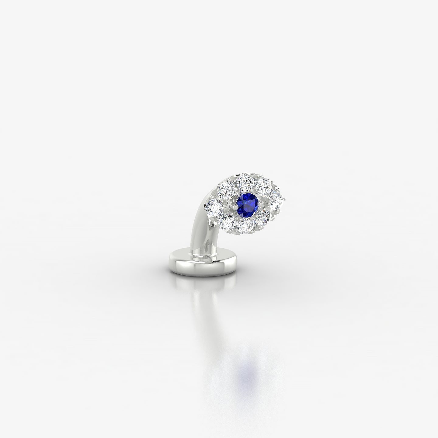 Minerva | 18k White Gold 6 mm 5 mm Eye Sapphire & Diamond Floating Navel Piercing