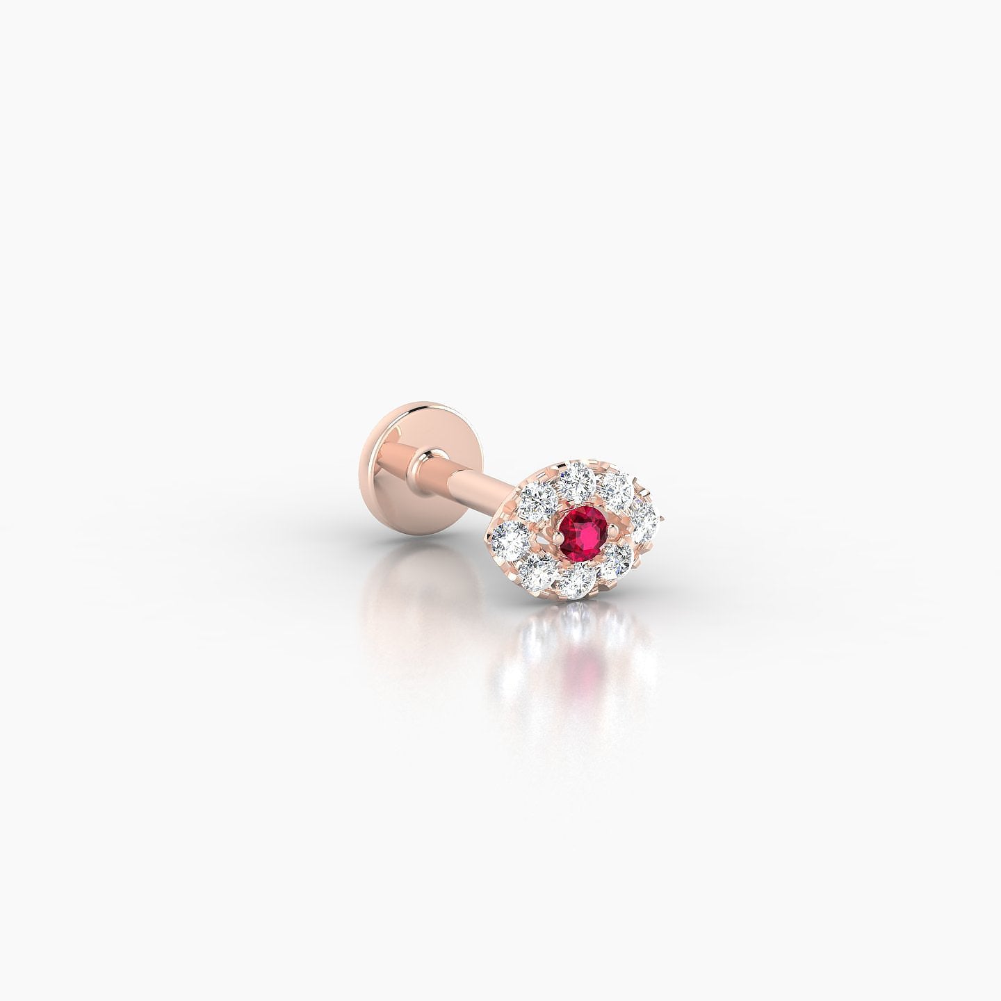 Minerva | 18k Rose Gold 6.5 mm 5 mm Eye Ruby & Diamond Nostril Piercing