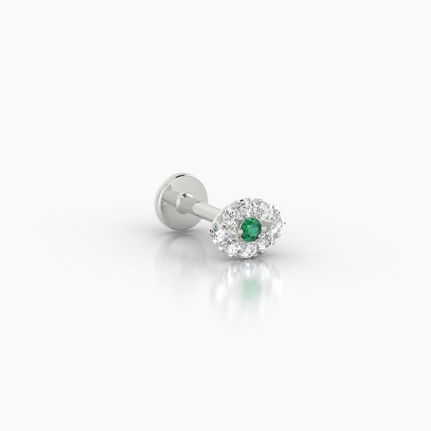 Minerva | 18k White Gold 6.5 mm 5 mm Eye Emerald & Diamond Nostril Piercing