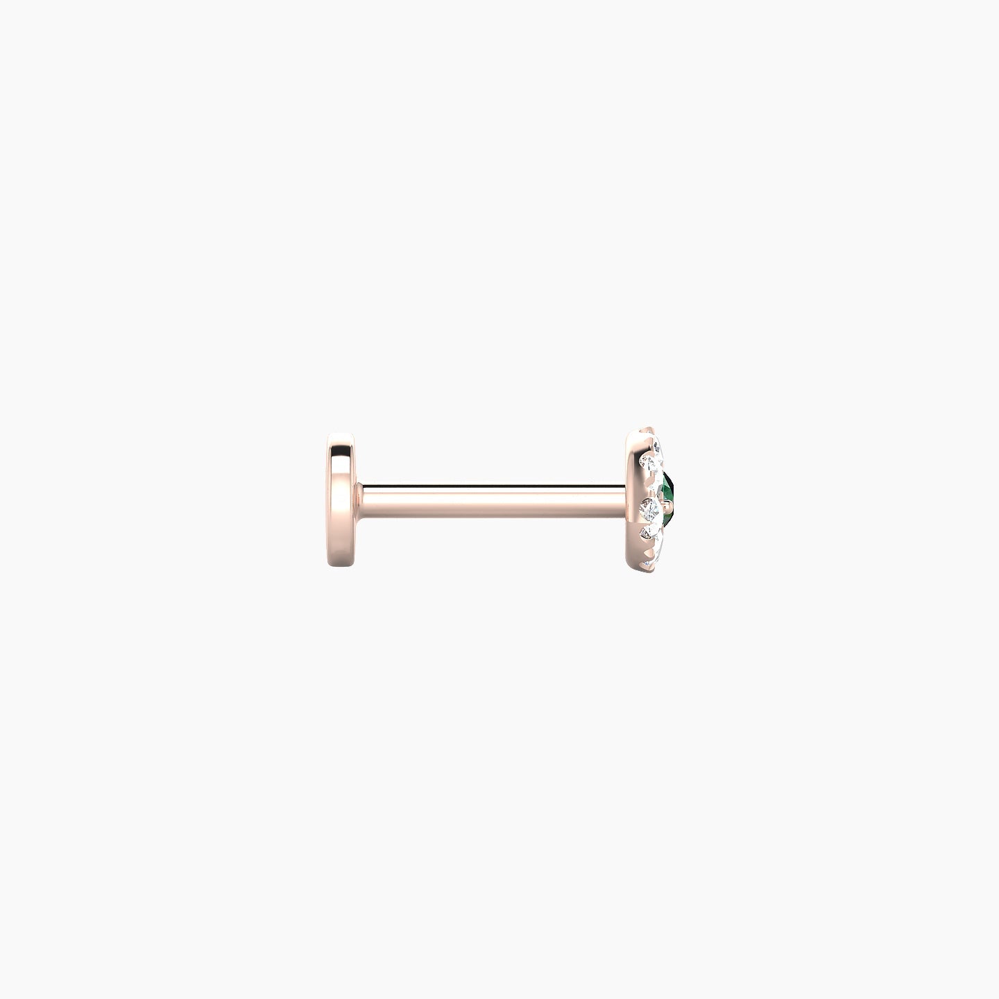 Minerva | 18k Rose Gold 6.5 mm 5 mm Eye Emerald & Diamond Nostril Piercing