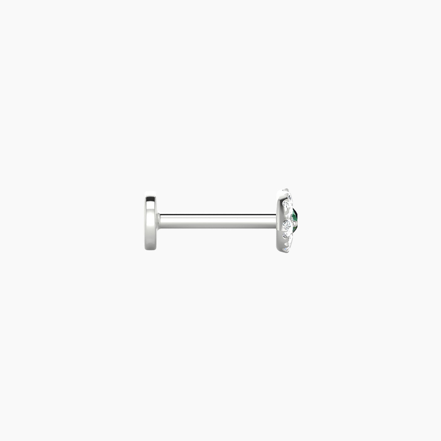 Minerva | 18k White Gold 6.5 mm 5 mm Eye Emerald & Diamond Nostril Piercing