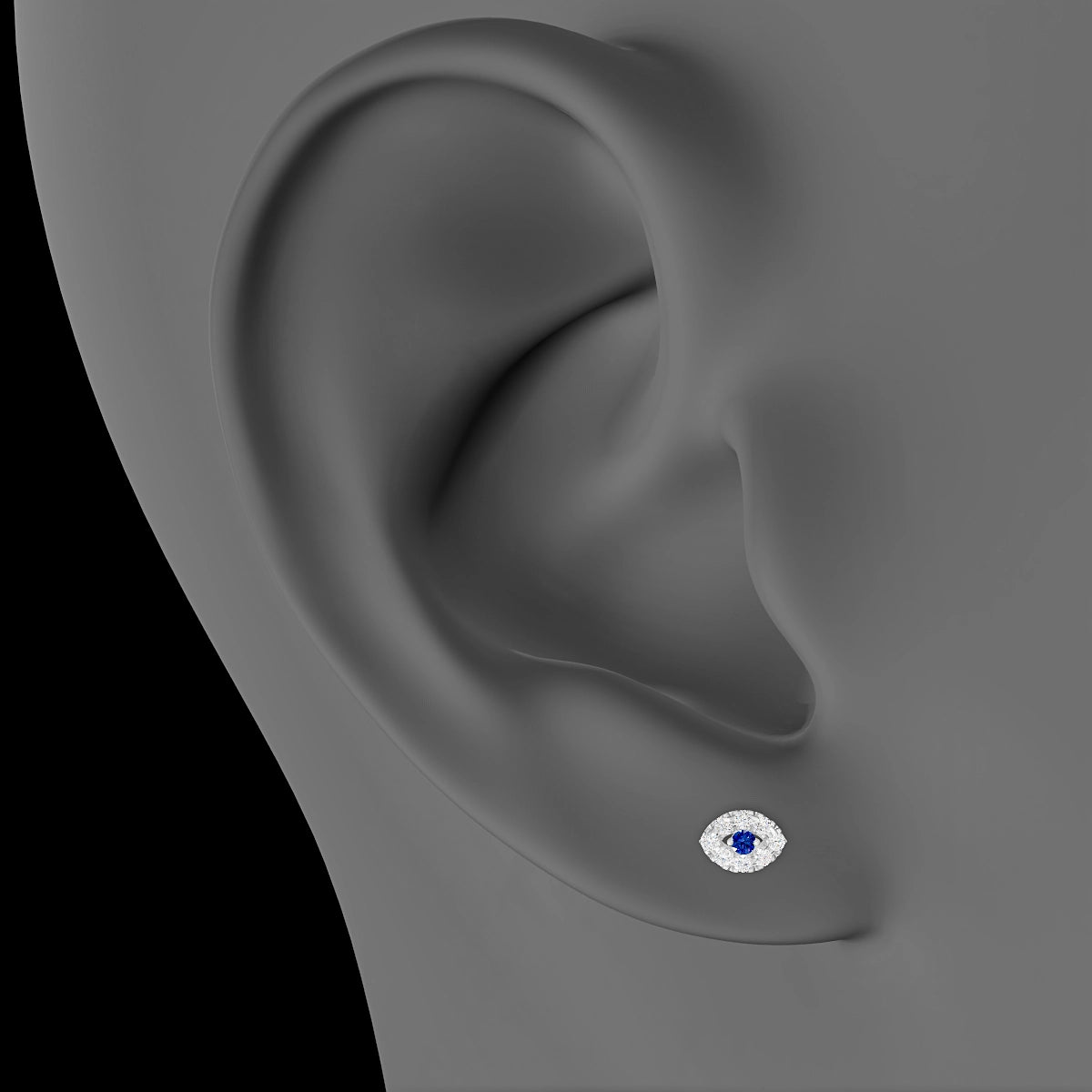 Minerva | 18k White Gold 6.5 mm 5.5 mm Eye Sapphire & Diamond Piercing