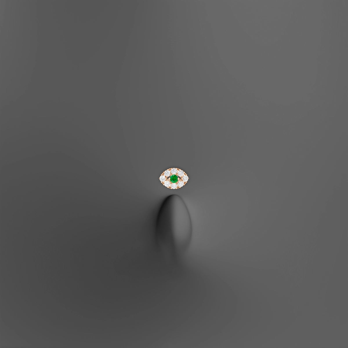 Minerva | 18k Rose Gold 8 mm 5.5 mm Eye Emerald & Diamond Floating Navel Piercing