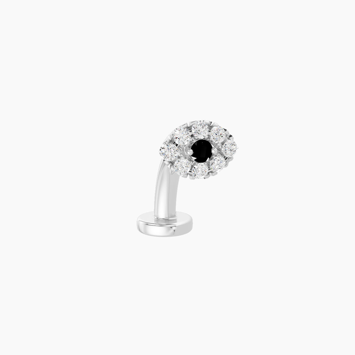 Minerva | 18k White Gold 8 mm 5.5 mm Eye Black Diamond & Diamond Floating Navel Piercing