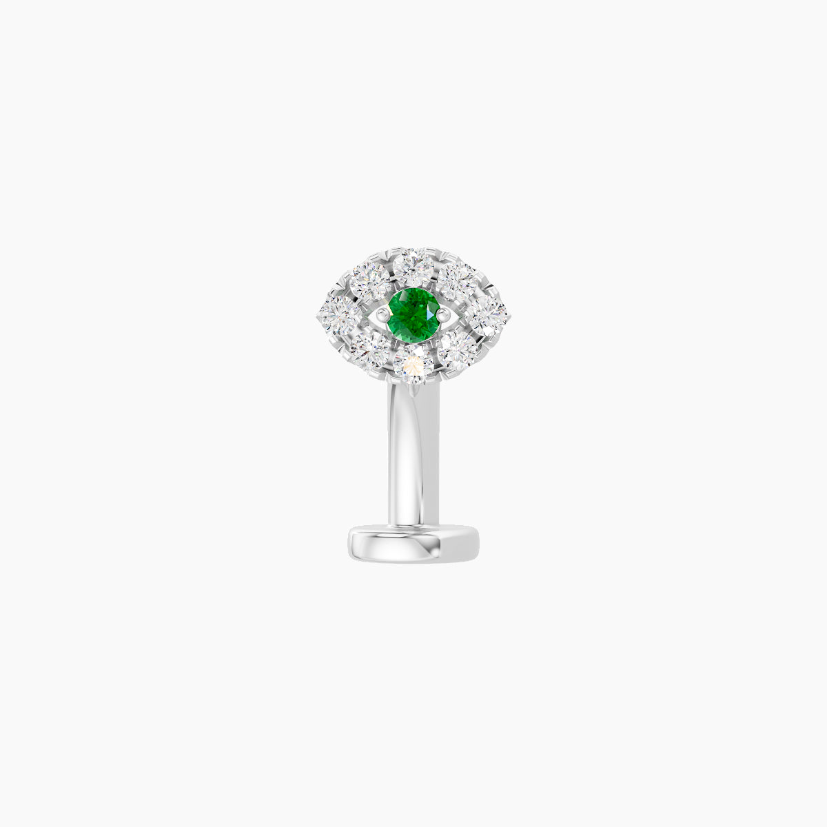 Minerva | 18k White Gold 8 mm 5.5 mm Eye Emerald & Diamond Floating Navel Piercing