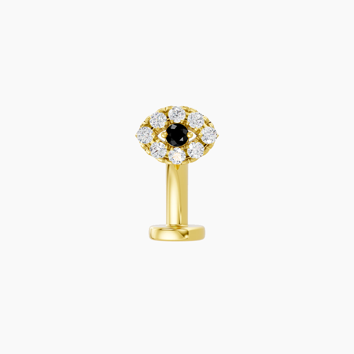 Minerva | 18k Yellow Gold 8 mm 5.5 mm Eye Black Diamond & Diamond Floating Navel Piercing