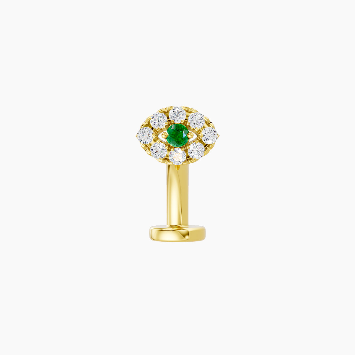 Minerva | 18k Yellow Gold 8 mm 5.5 mm Eye Emerald & Diamond Floating Navel Piercing