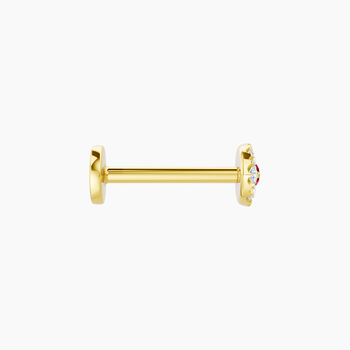 Minerva | 18k Yellow Gold 8 mm 5.5 mm Eye Ruby & Diamond Nose Piercing