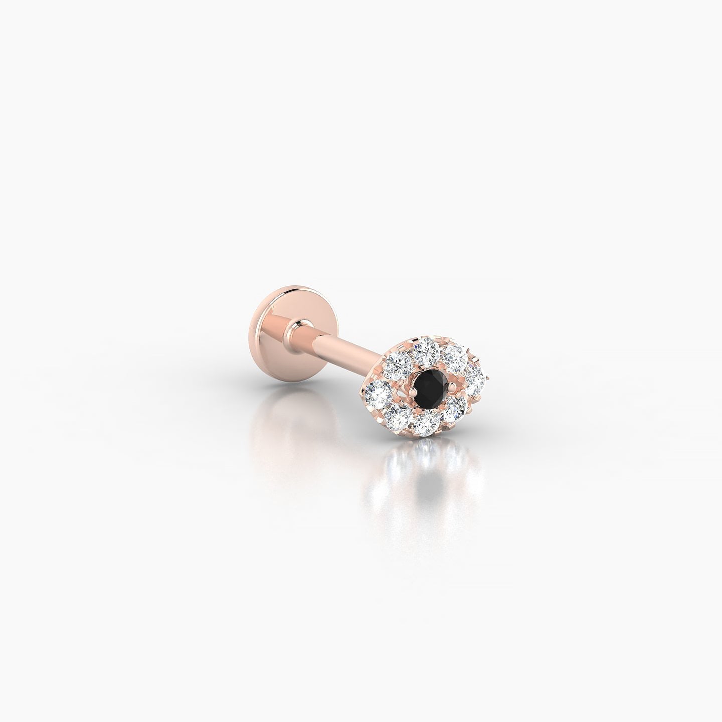 Minerva | 18k Rose Gold 8 mm 5 mm Eye Black Diamond & Diamond Nostril Piercing