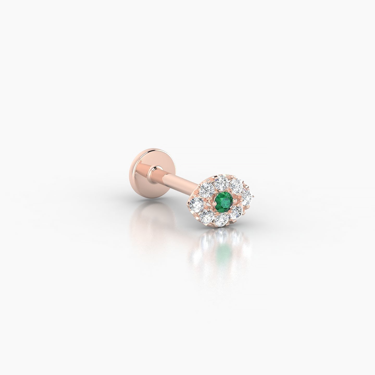 Minerva | 18k Rose Gold 8 mm 5 mm Eye Emerald & Diamond Nostril Piercing