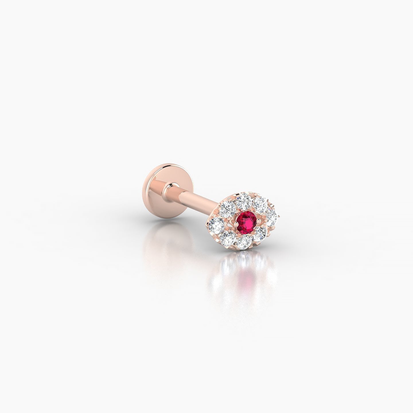 Minerva | 18k Rose Gold 8 mm 5 mm Eye Ruby & Diamond Nostril Piercing