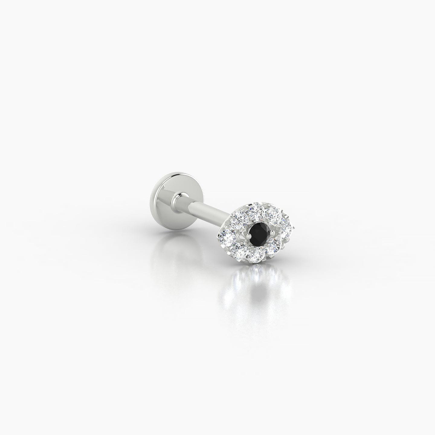 Minerva | 18k White Gold 8 mm 5 mm Eye Black Diamond & Diamond Nostril Piercing