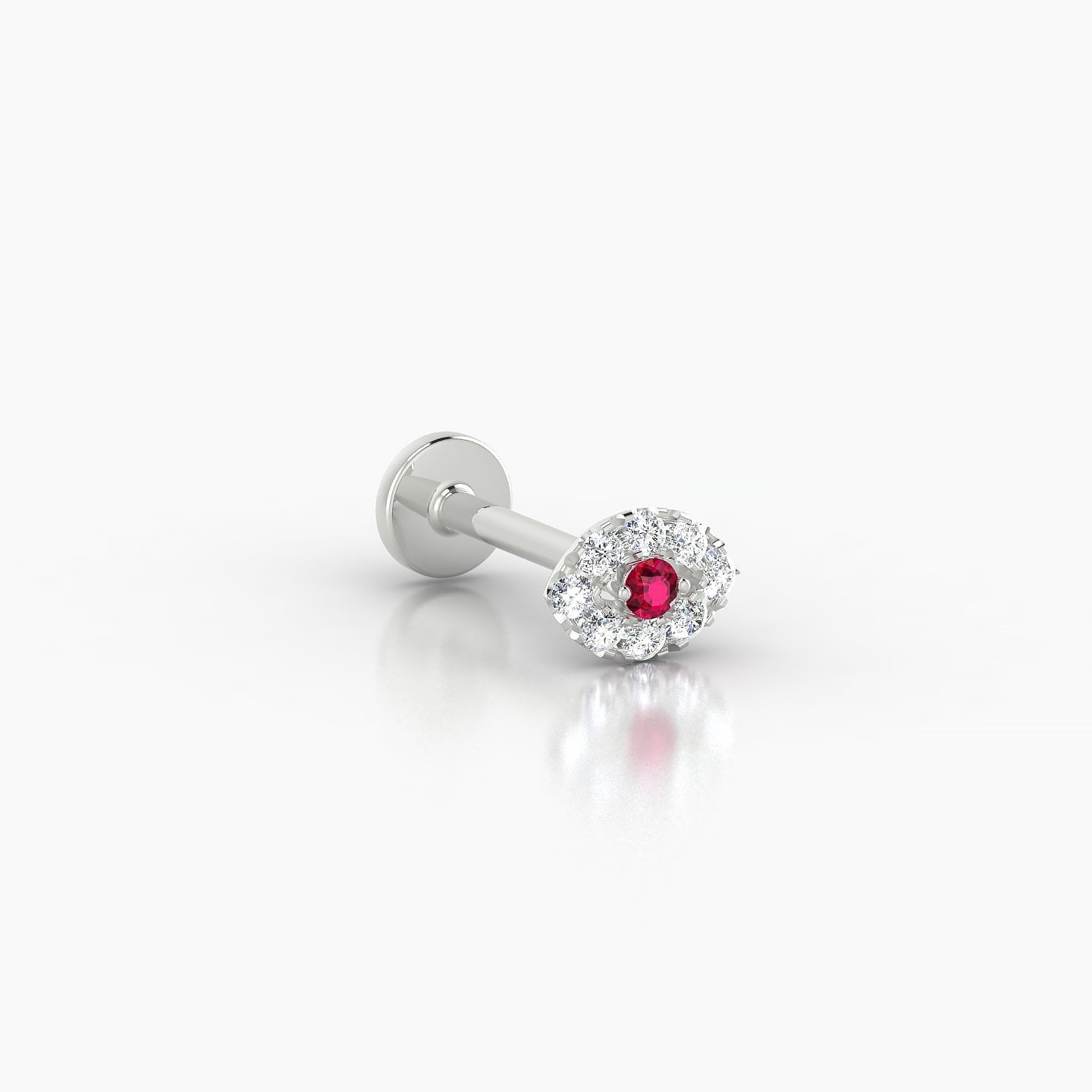 Minerva | 18k White Gold 8 mm 5 mm Eye Ruby & Diamond Nostril Piercing