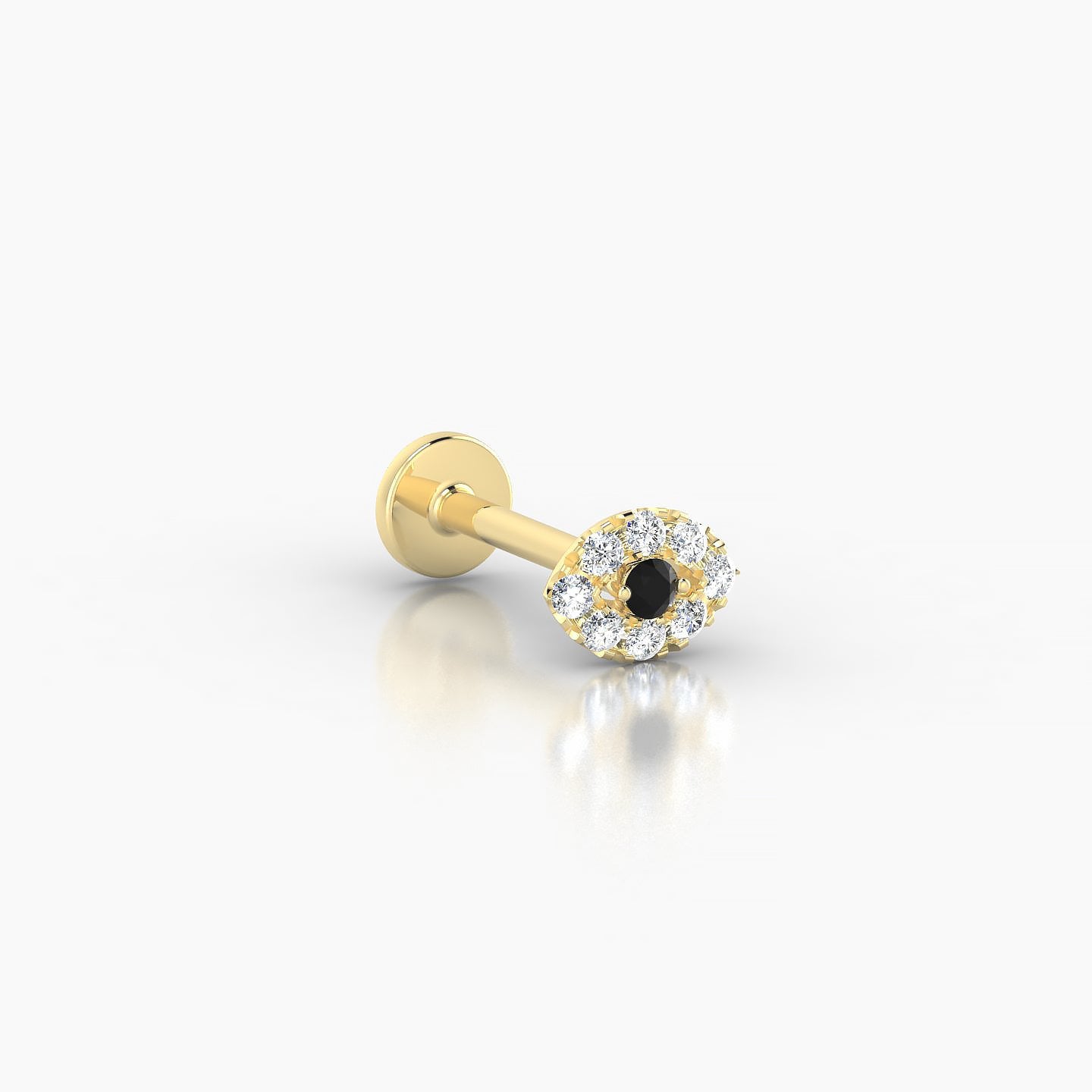 Minerva | 18k Yellow Gold 8 mm 5 mm Eye Black Diamond & Diamond Nostril Piercing