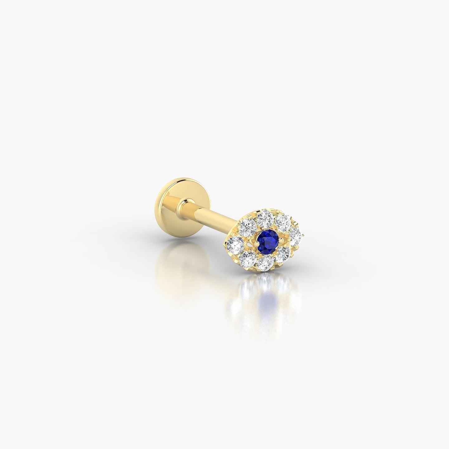 Minerva | 18k Yellow Gold 8 mm 5 mm Eye Sapphire & Diamond Nostril Piercing