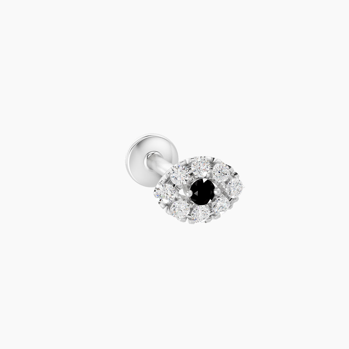 Minerva | 18k White Gold 8 mm 5.5 mm Eye Black Diamond & Diamond Piercing