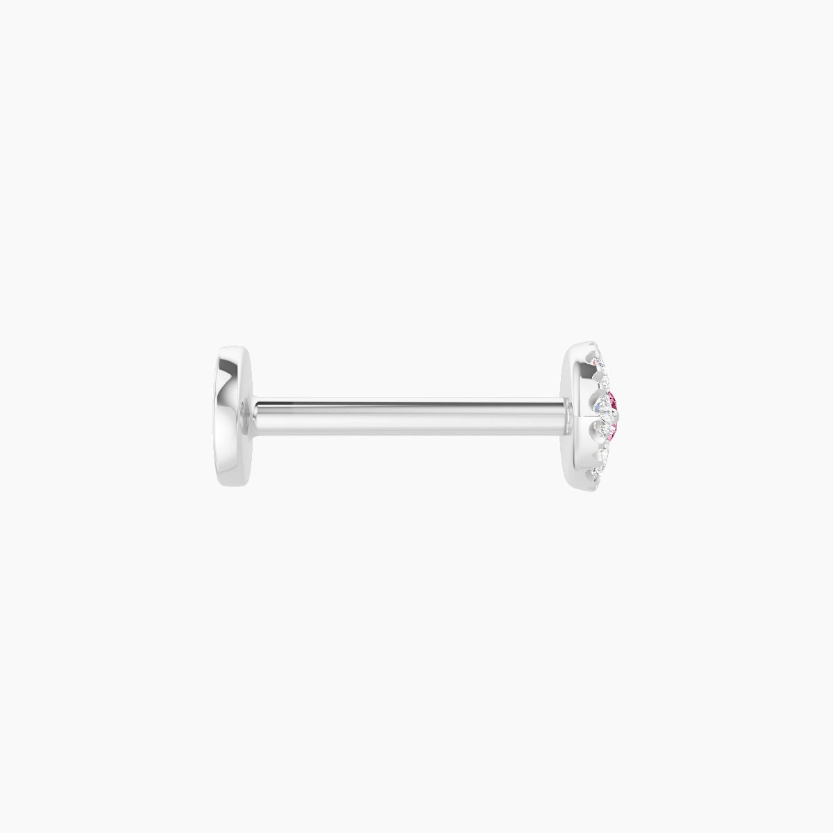 Minerva | 18k White Gold 8 mm 5.5 mm Eye Pink Sapphire & Diamond Piercing