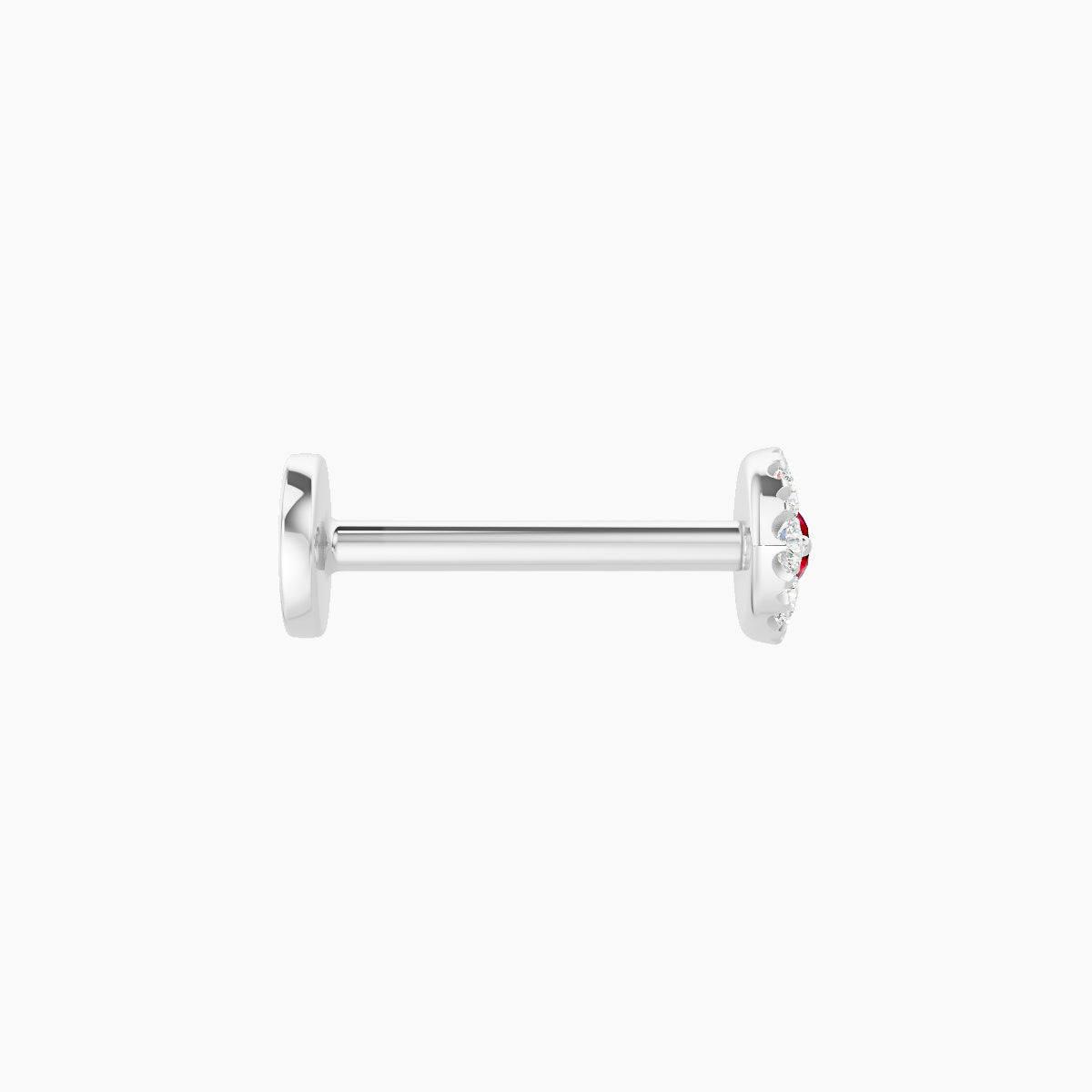 Minerva | 18k White Gold 8 mm 5.5 mm Eye Ruby & Diamond Piercing
