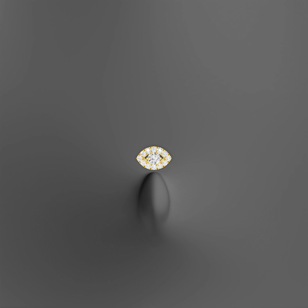Minerva | 18k Yellow Gold 7.2 mm 6 mm Eye Diamond Floating Navel Piercing