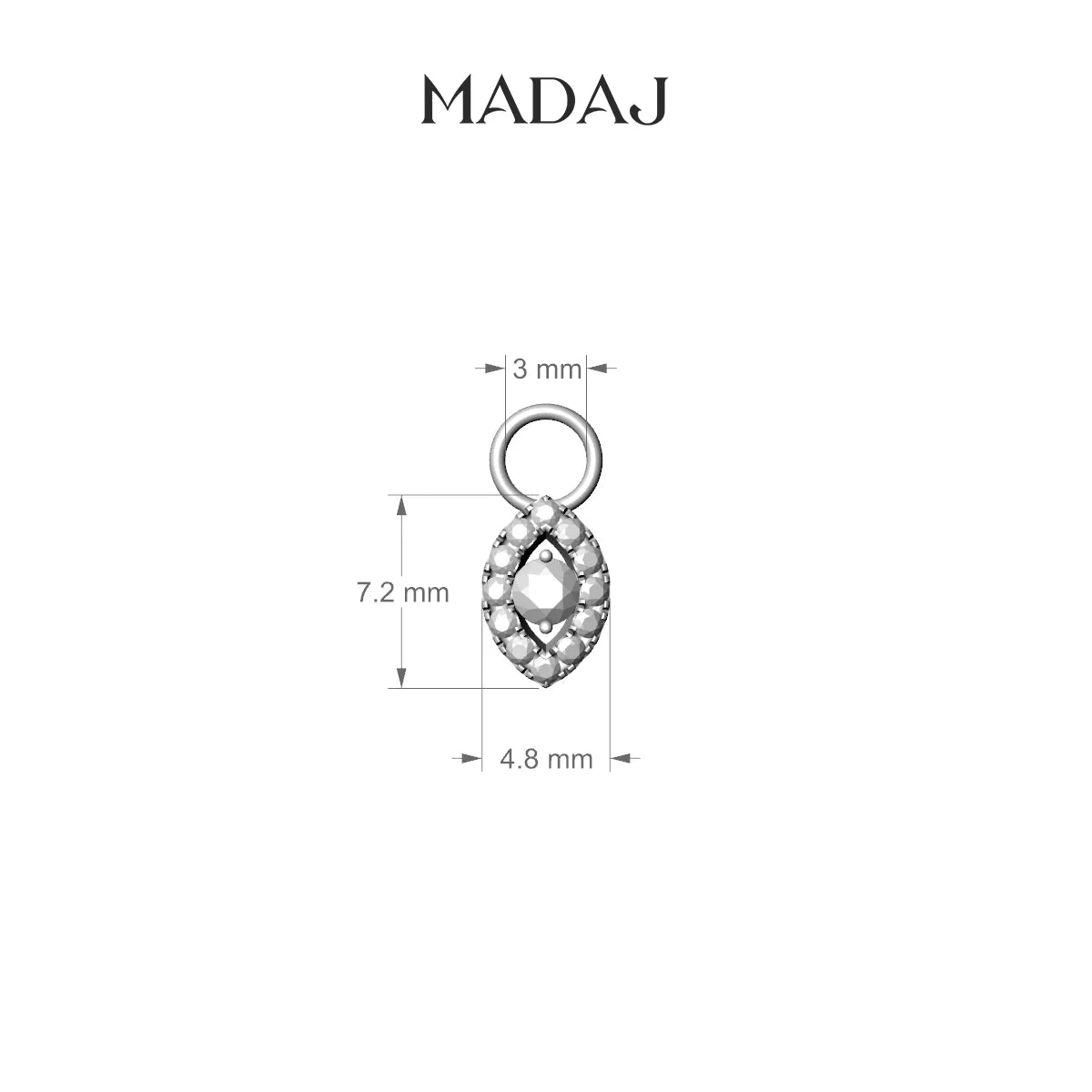 Minerva | Charm Œil Diamant Or Rose 18k Hypoallergénique 7.2 mm