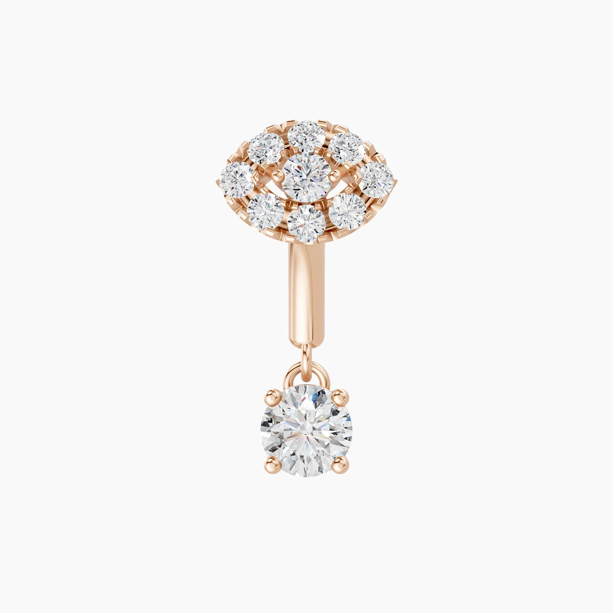 Minerva | Piercing Rook Œil Diamant Or Rose 18k Hypoallergénique 5.5 mm 6 mm