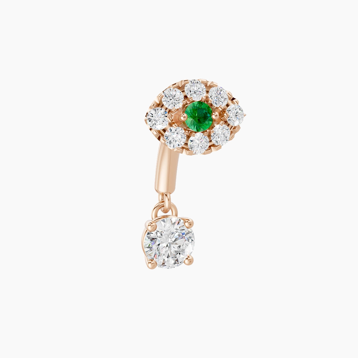 Minerva | 18k Rose Gold 6 mm Eye Emerald & Diamond Rook Piercing