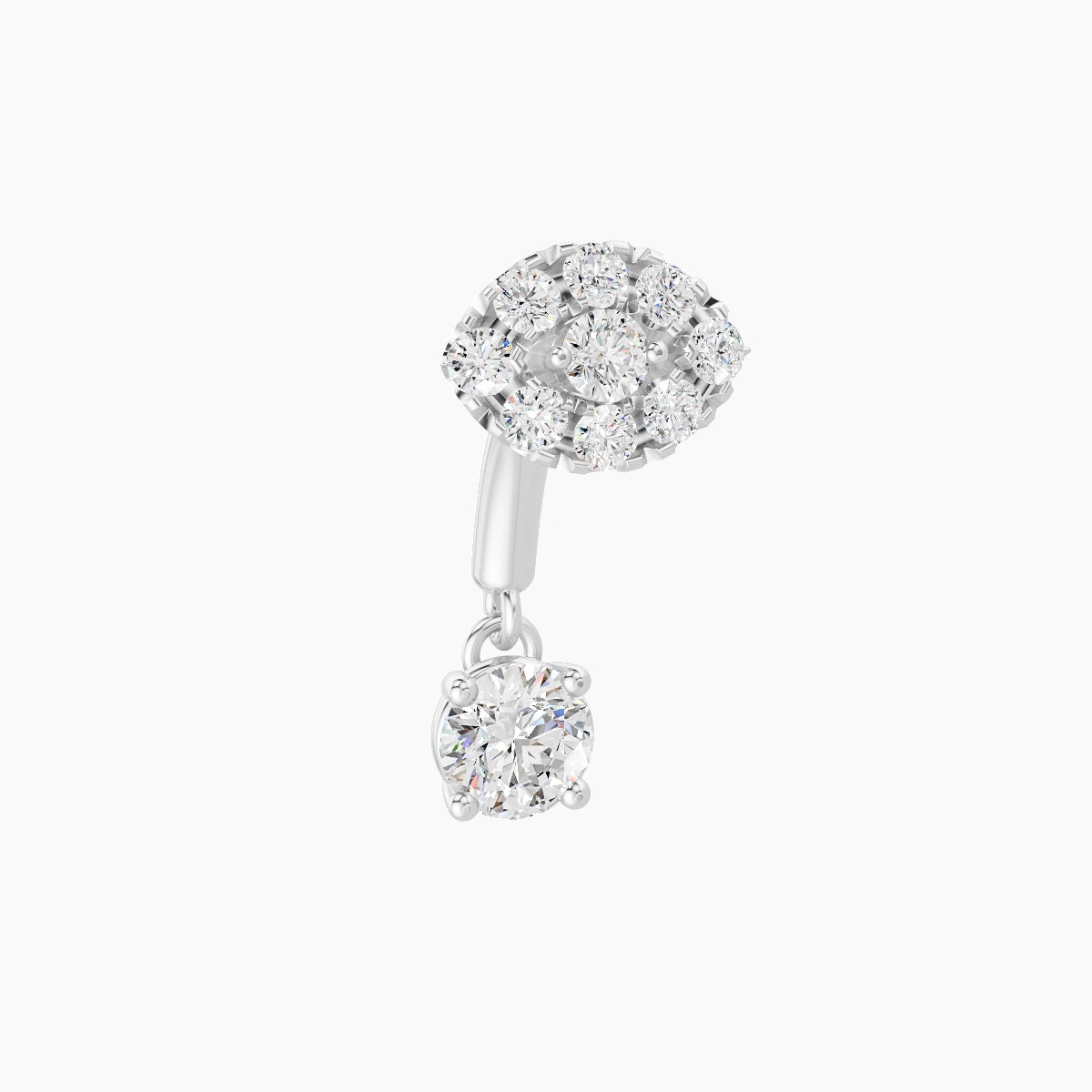 Minerva | Piercing Rook Œil Diamant Or Blanc 18k Hypoallergénique 5.5 mm 6 mm