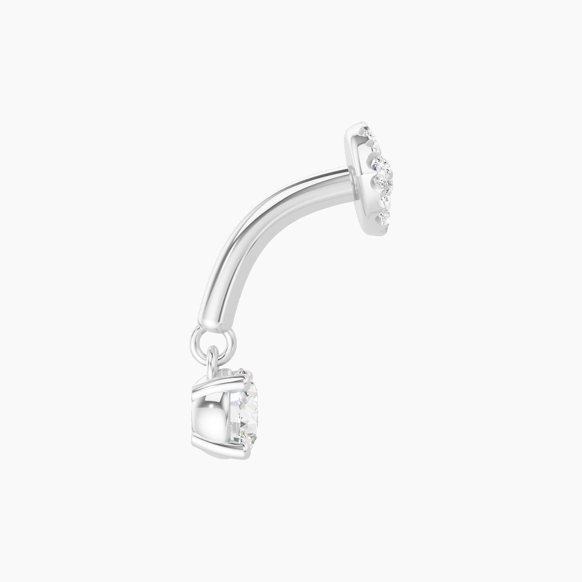 Minerva | Piercing Rook Œil Diamant Or Blanc 18k Hypoallergénique 5.5 mm 6 mm