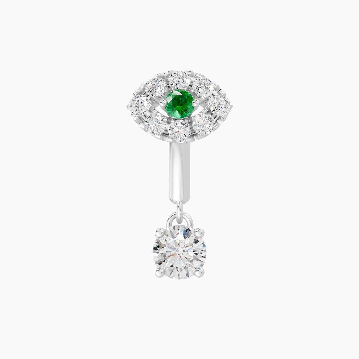 Minerva | 18k White Gold 6 mm Eye Emerald & Diamond Rook Piercing