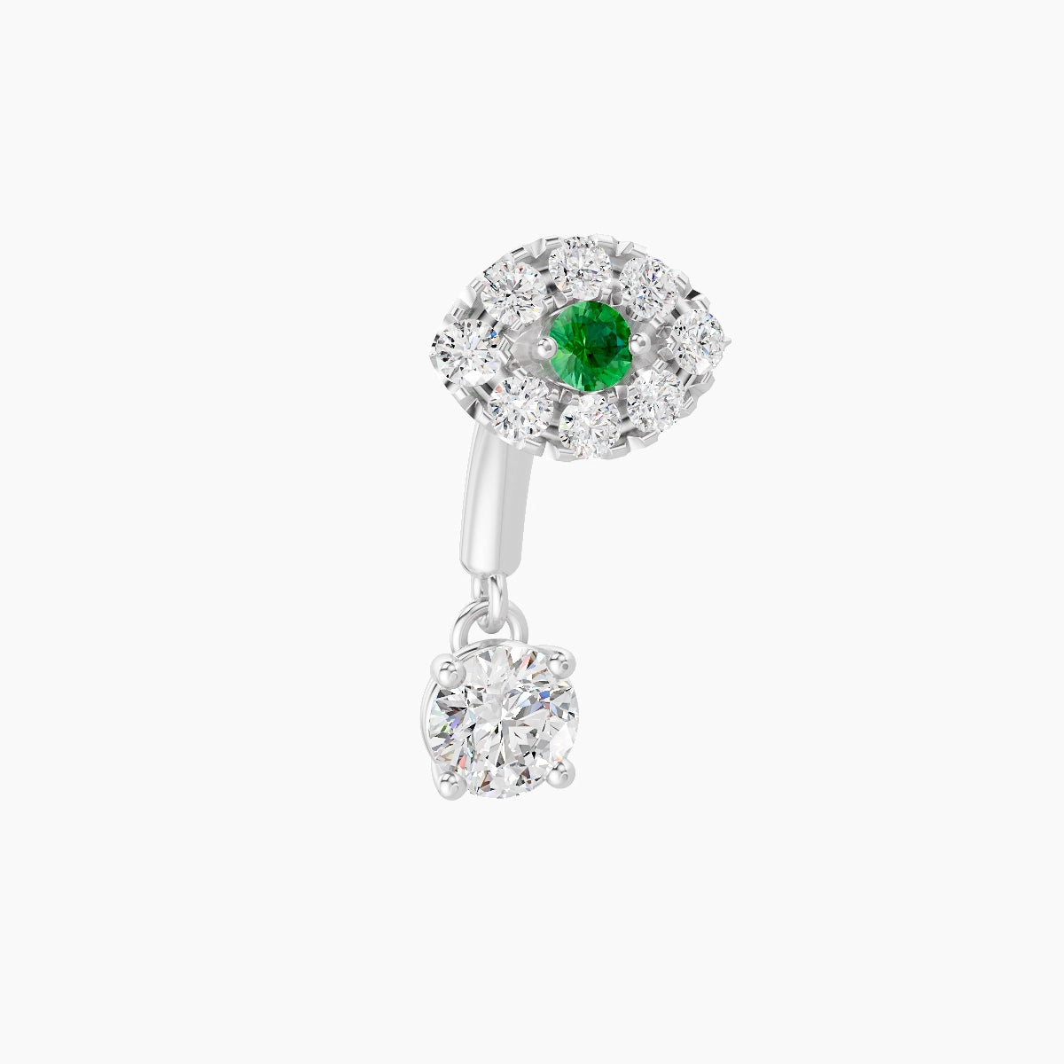 Minerva | 18k White Gold 6 mm Eye Emerald & Diamond Rook Piercing