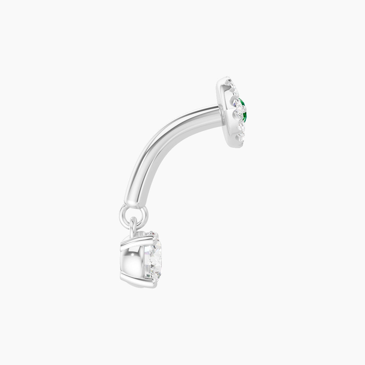 Minerva | 18k White Gold 6 mm Eye Emerald & Diamond Rook Piercing