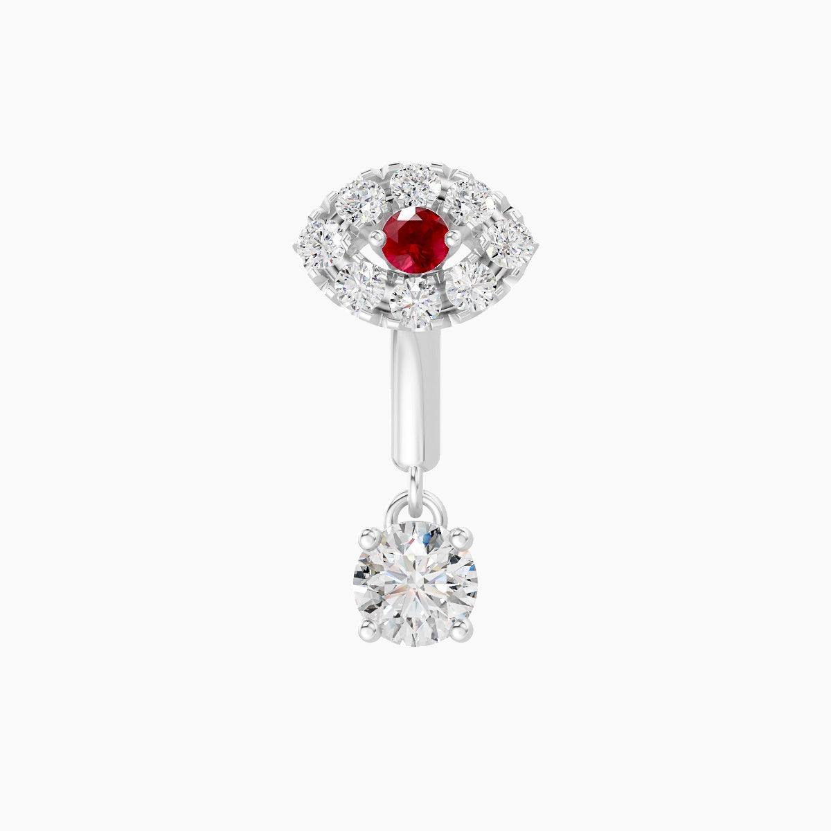 Minerva | 18k White Gold 6 mm Eye Ruby & Diamond Rook Piercing