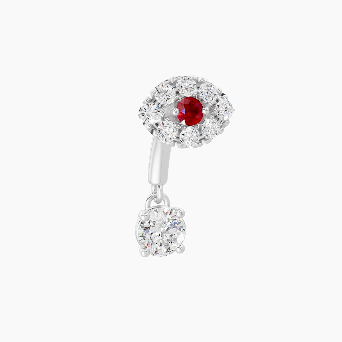 Minerva | 18k White Gold 6 mm Eye Ruby & Diamond Rook Piercing