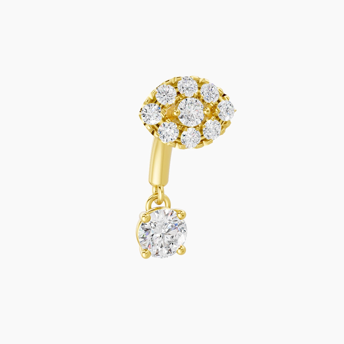 Minerva | Piercing Rook Œil Diamant Or Jaune 18k Hypoallergénique 5.5 mm 6 mm