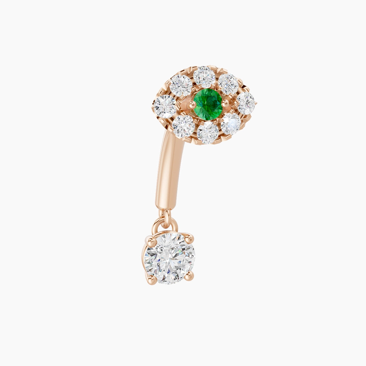 Minerva | 18k Rose Gold 8 mm Eye Emerald & Diamond Rook Piercing